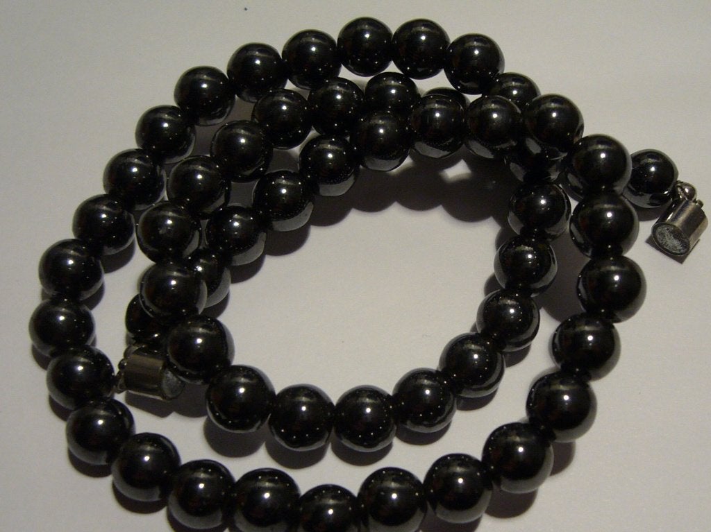 Magnetiet ketting 46cm mineraal edelsteen magnetite, Sieraden, Tassen en Uiterlijk, Kettingen, Zwart, Ophalen of Verzenden, Zo goed als nieuw