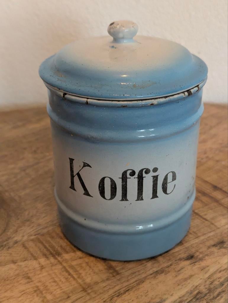 Emaille pot blauw wit, Ophalen of Verzenden