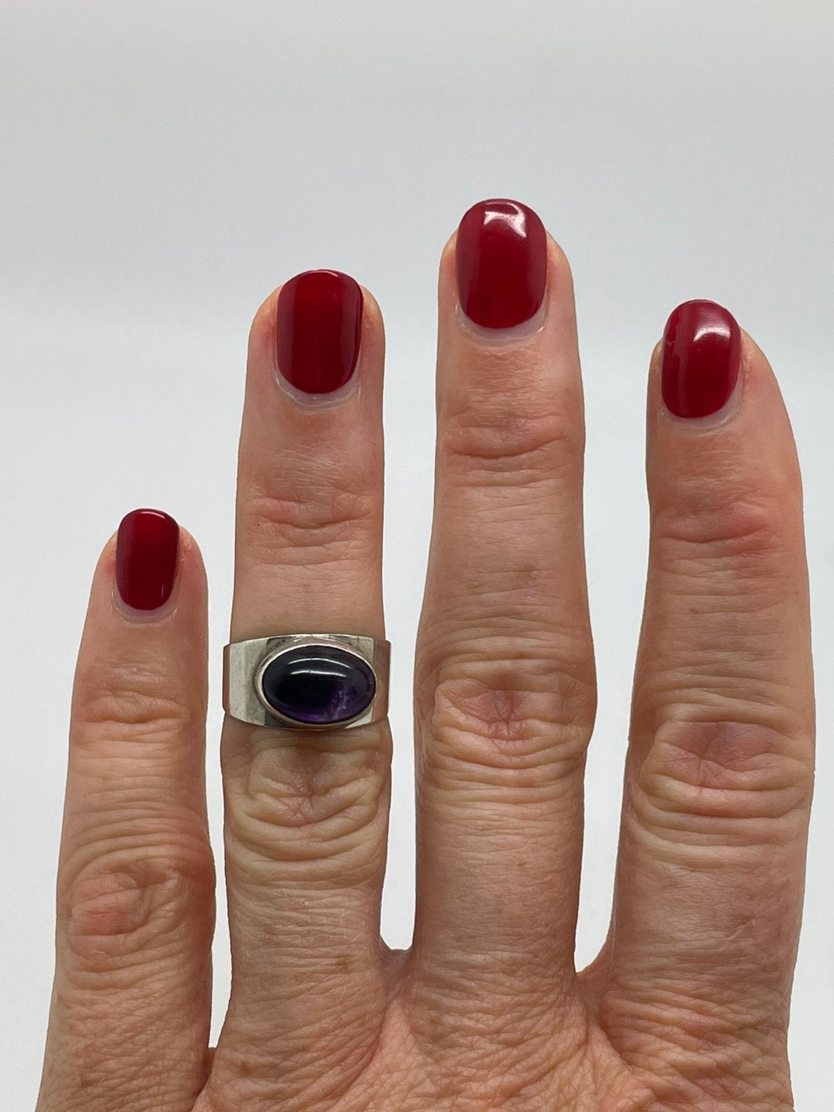 G376 Prachtige zilveren ring Georg Kramer amethist maat 16,5, Ophalen of Verzenden, Zilver, Ring, Met edelsteen