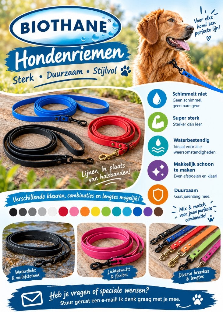Biothane Hondenriemen, Ophalen of Verzenden, Nieuw, Hondenriem