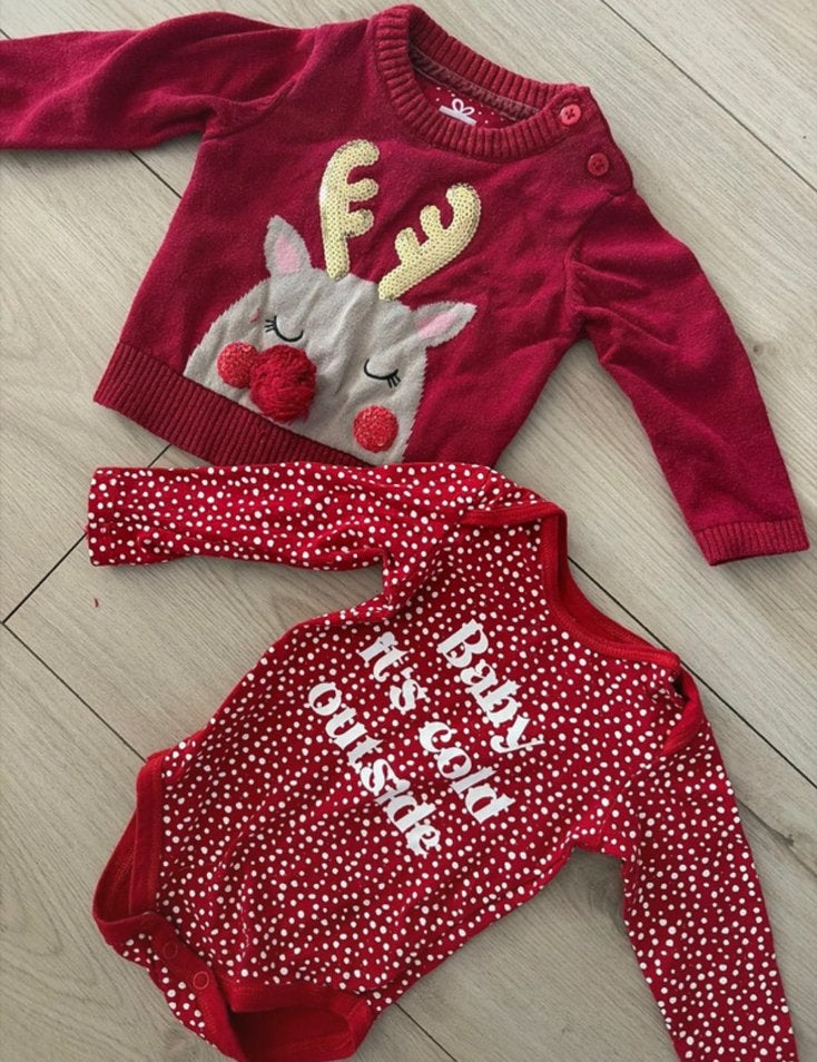Kerst trui + romper, Ophalen, Zo goed als nieuw, Jongetje of Meisje, Truitje of Vestje