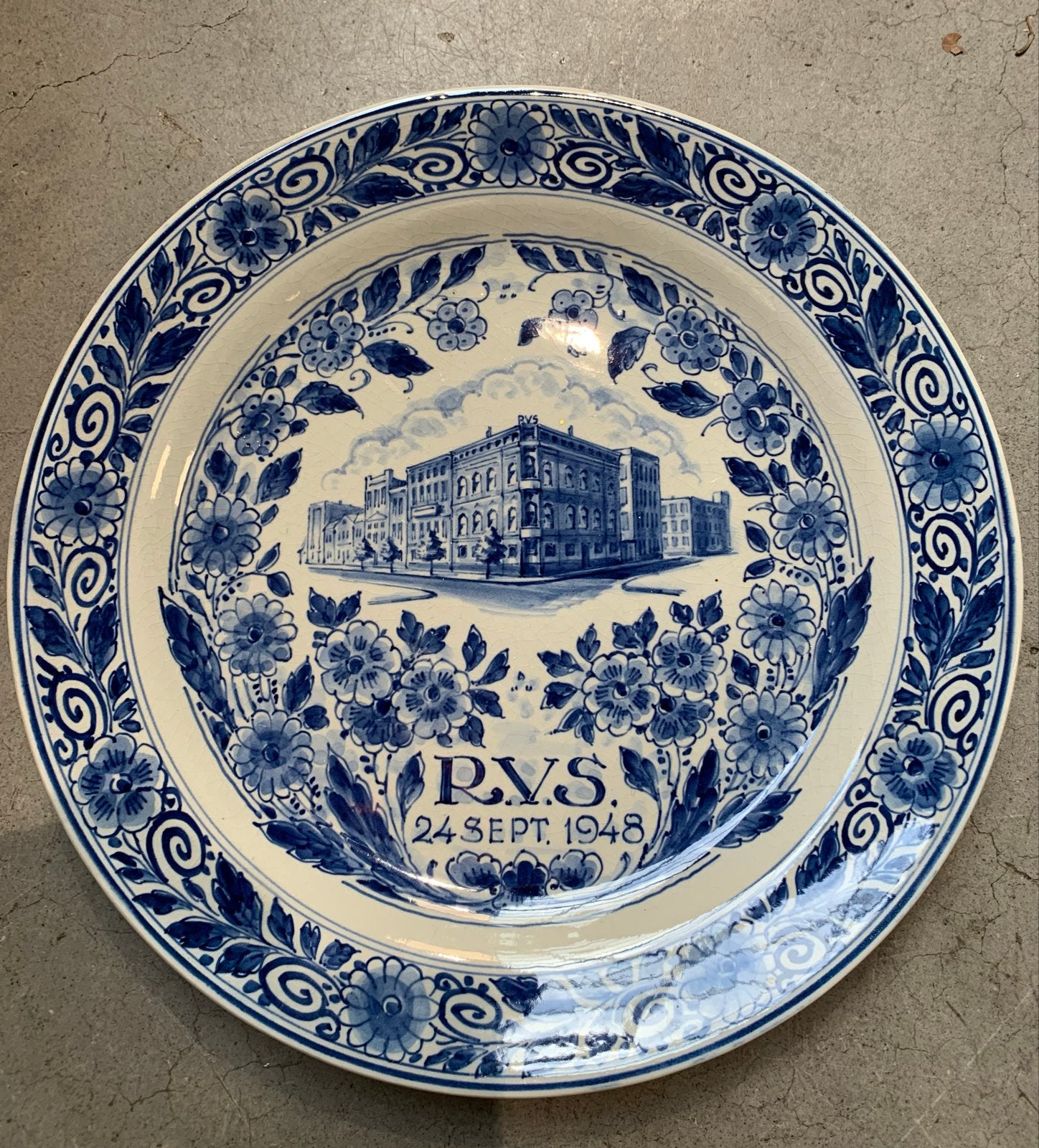 Delfts Blauw RVS Rotterdam Gedenkbord 1948 Porceleyne Fles, Antiek en Kunst, Ophalen of Verzenden