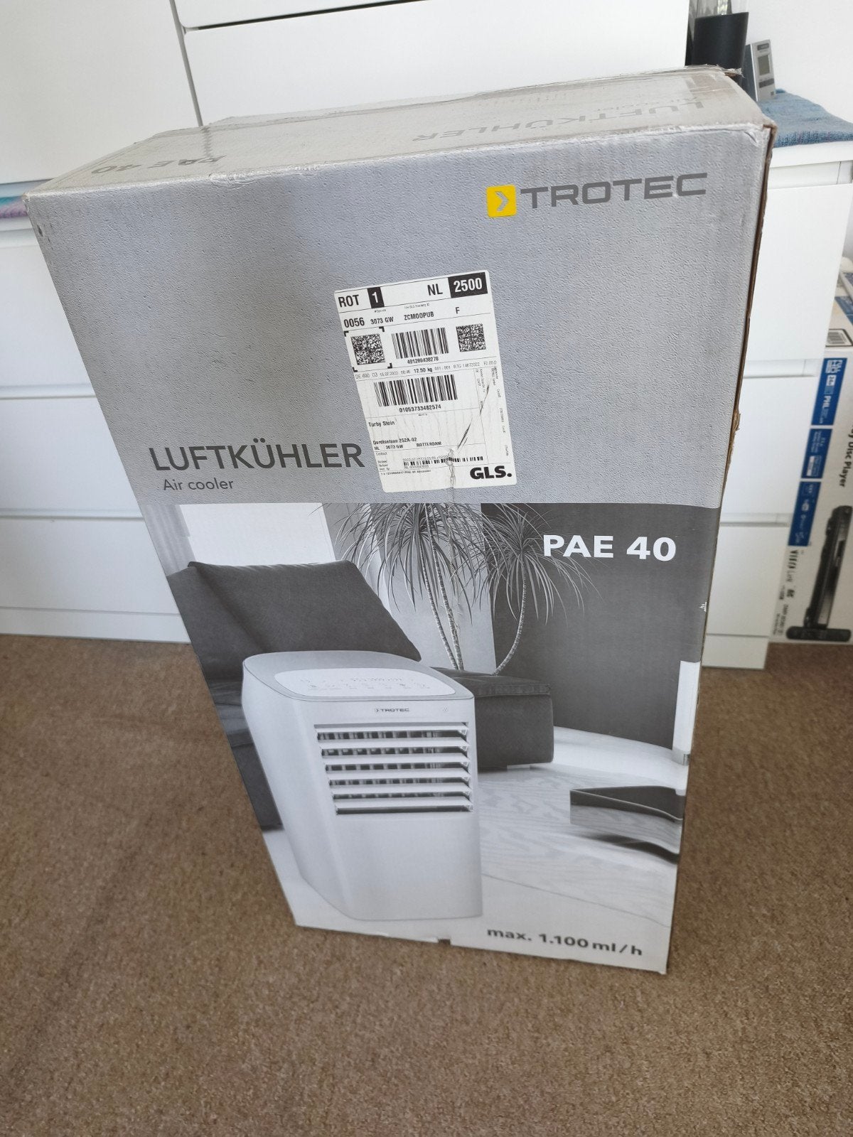 Trotec PAE 40 Luchtkoeler - bijna als nieuw in doos, Witgoed en Apparatuur, Timer, 3 snelheden of meer, Ophalen of Verzenden, Zo goed als nieuw