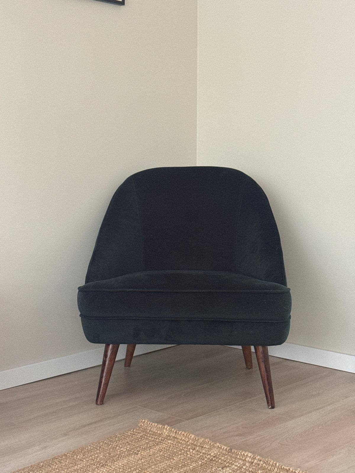 Donkergroene fauteuil - Zo goed als nieuw, Huis en Inrichting, Fauteuils, Ophalen, 75 tot 100 cm, Zo goed als nieuw, Stof