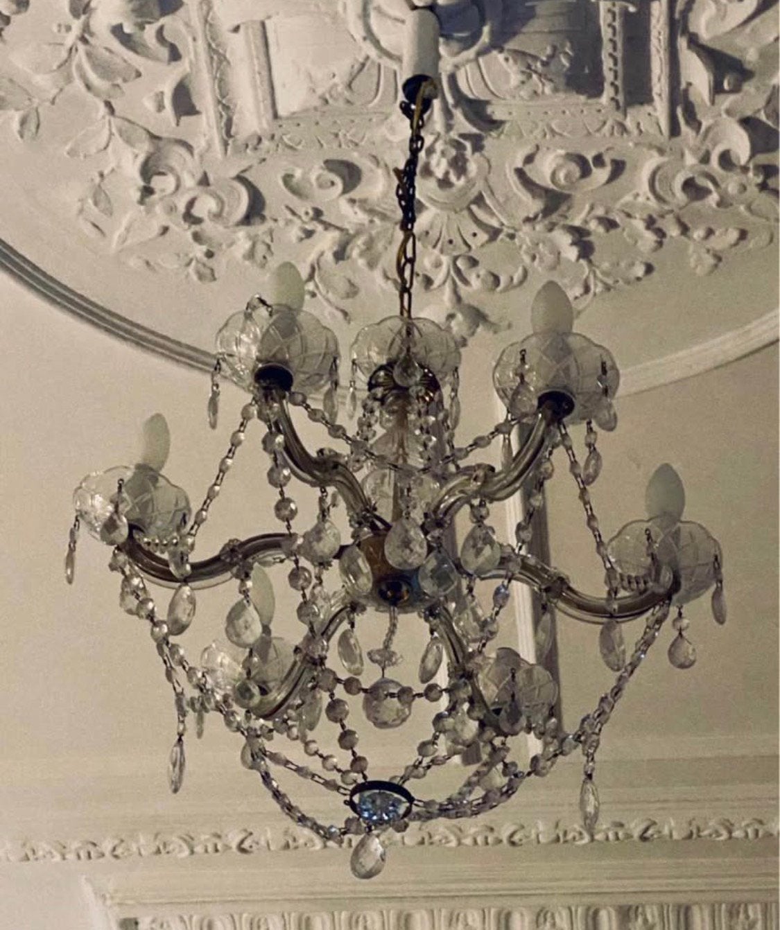 Luxe Glazen Kroonluchter / Kristallen Hanglamp, Huis en Inrichting, Ophalen, Zo goed als nieuw