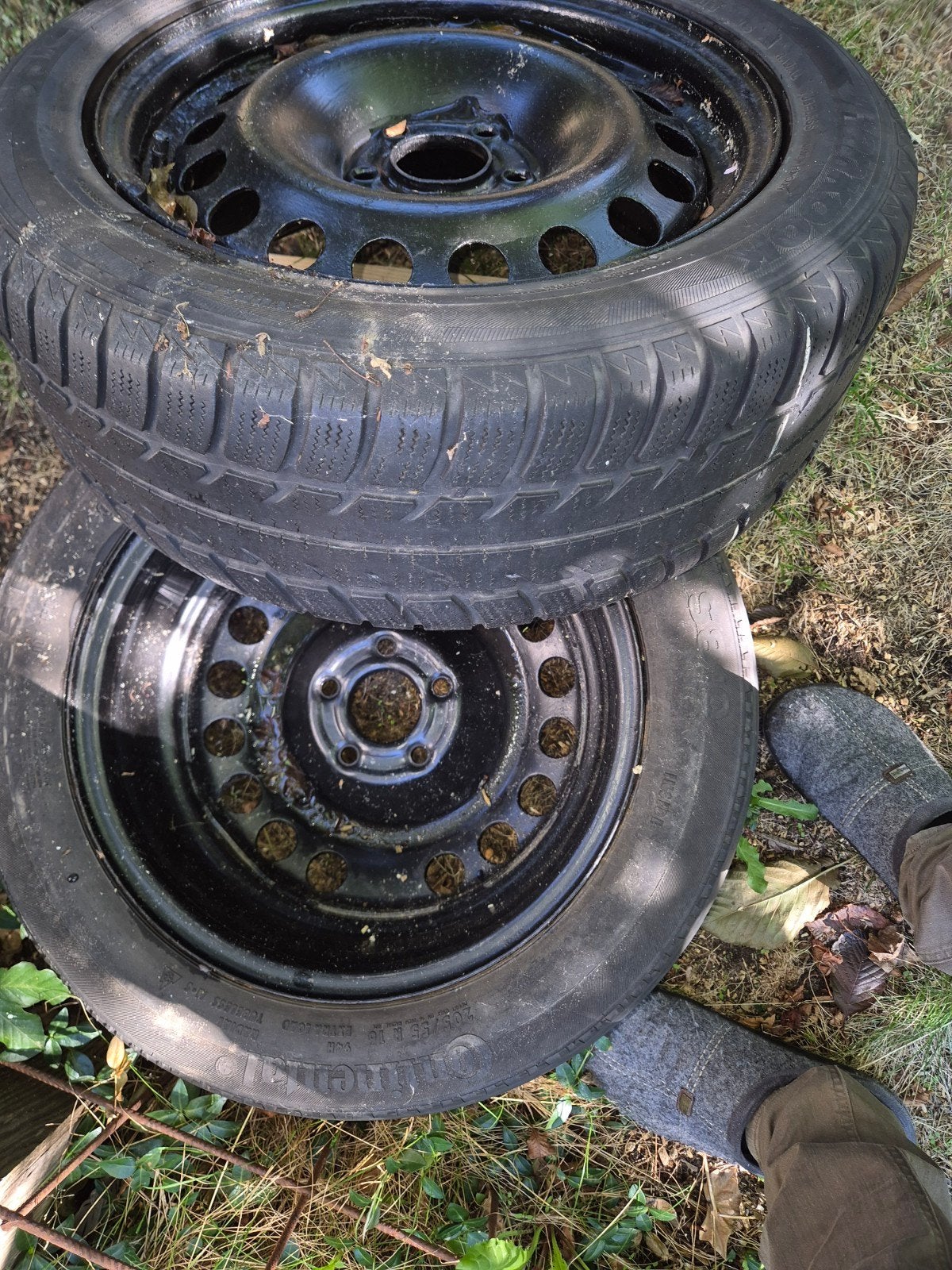 Continental Winterbanden op stalen velg 205/55 R16, Auto-onderdelen, Banden en Velgen, Ophalen, Gebruikt, 16 inch, Banden en Velgen