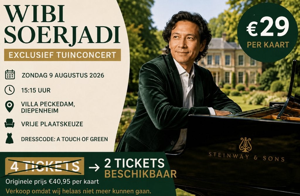 LAST MINUTE – Nog 2 tickets Wibi Soerjadi concert – 9 aug, Tickets en Kaartjes, Twee personen, Augustus