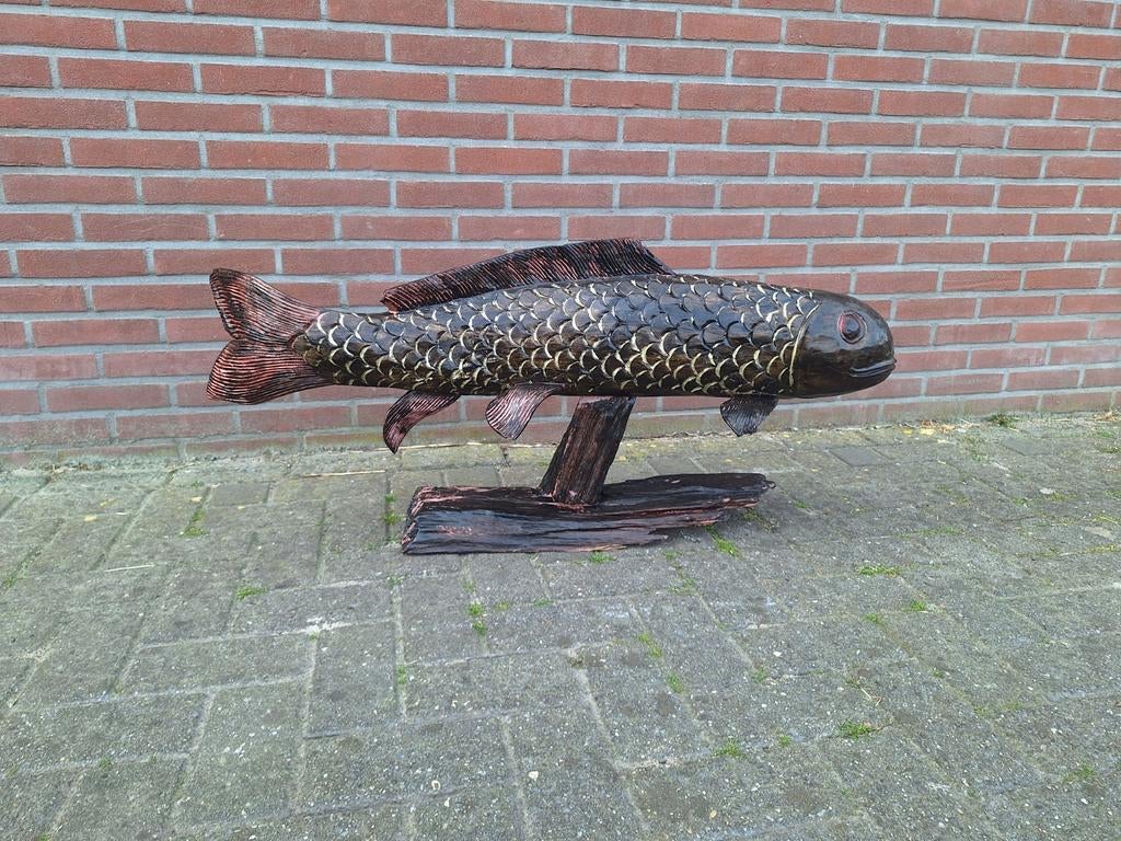 Uniek Houtsnijwerk Van Een Vis | Handgemaakt, Ophalen, Houtsnijwerk, Art deco, Handgemaakt