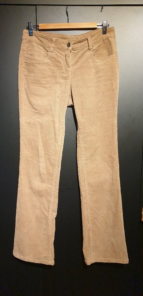 Low waist broek met ribbels, Kleding | Dames, Bonprix, Beige, Ophalen of Verzenden, Zo goed als nieuw