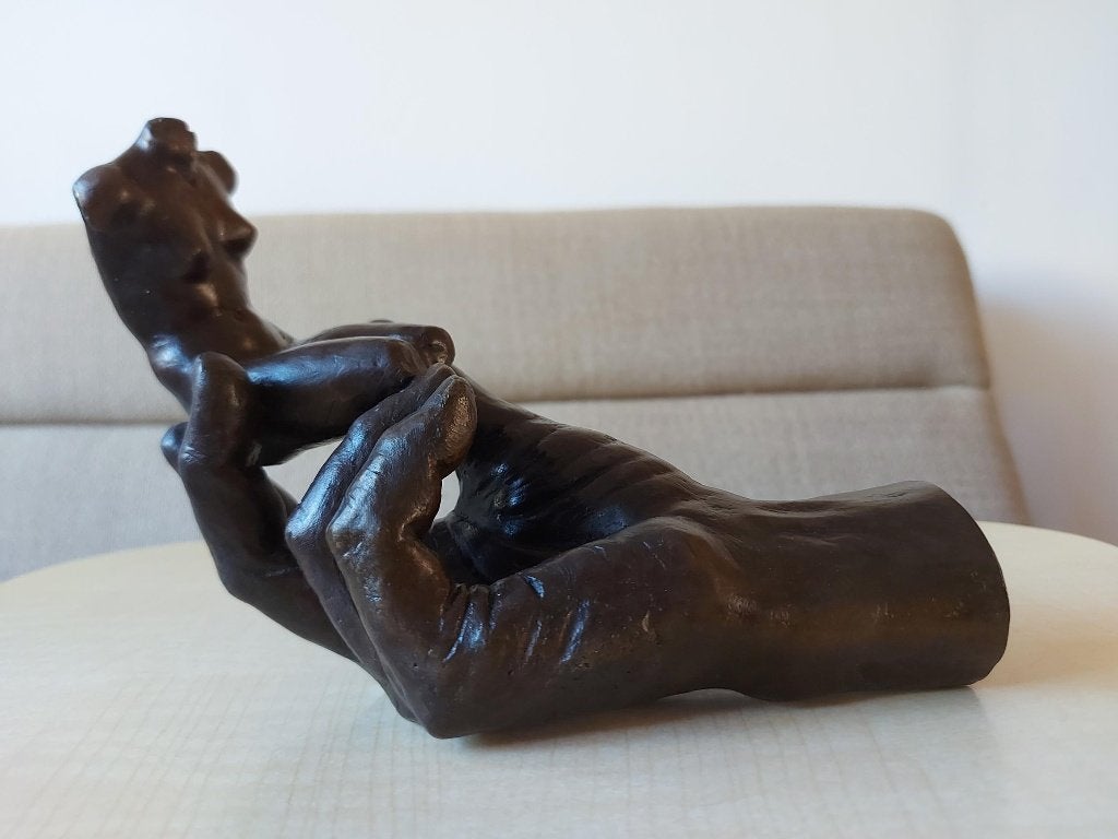 Bronzen beeld Hand met Vrouw Torso Auguste Rodin Gesigneerd, Antiek en Kunst, Overige onderwerpen, Ophalen of Verzenden, Brons