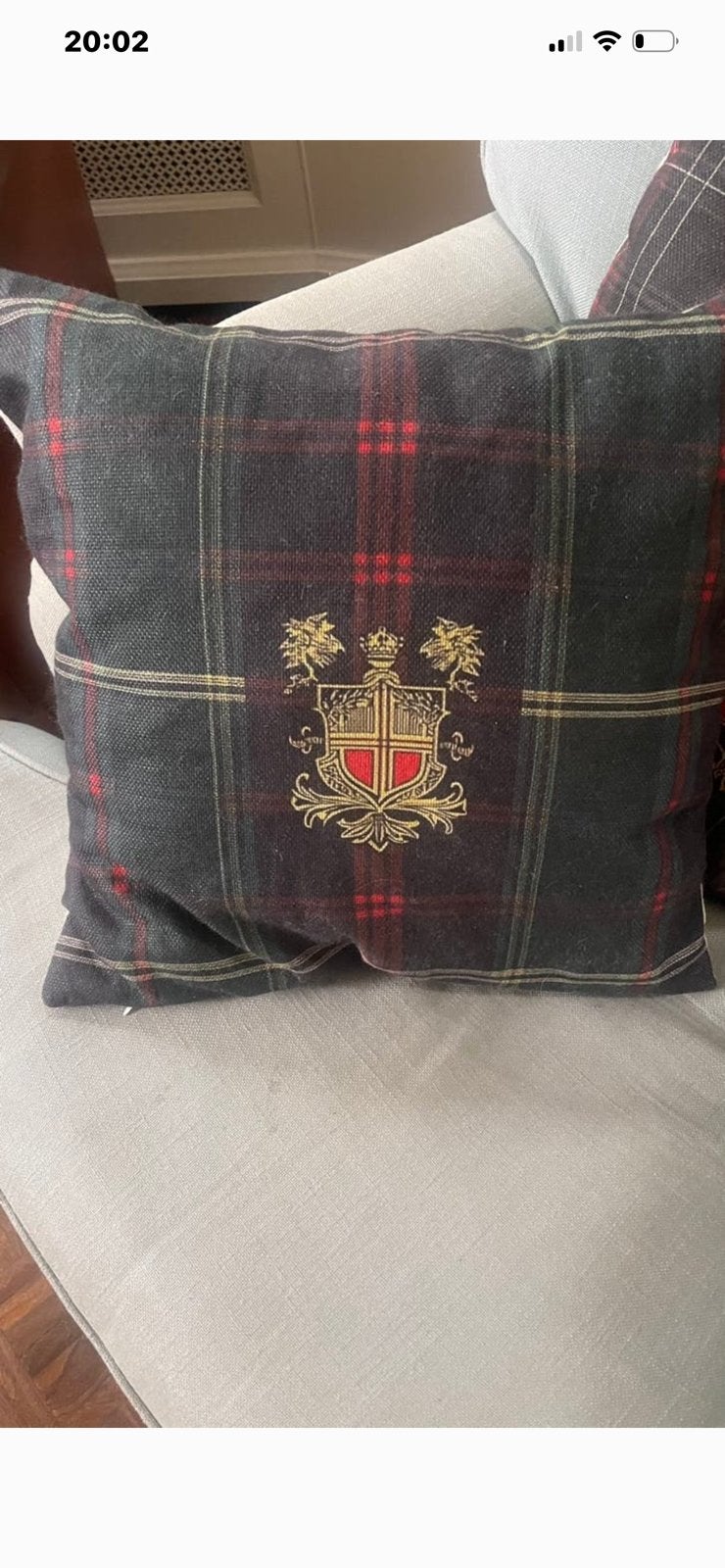 Decoratief Kussen met Schotse Ruit en Wapenprint pr stk, Wasbaar, Blauw, Nieuw, Ophalen of Verzenden