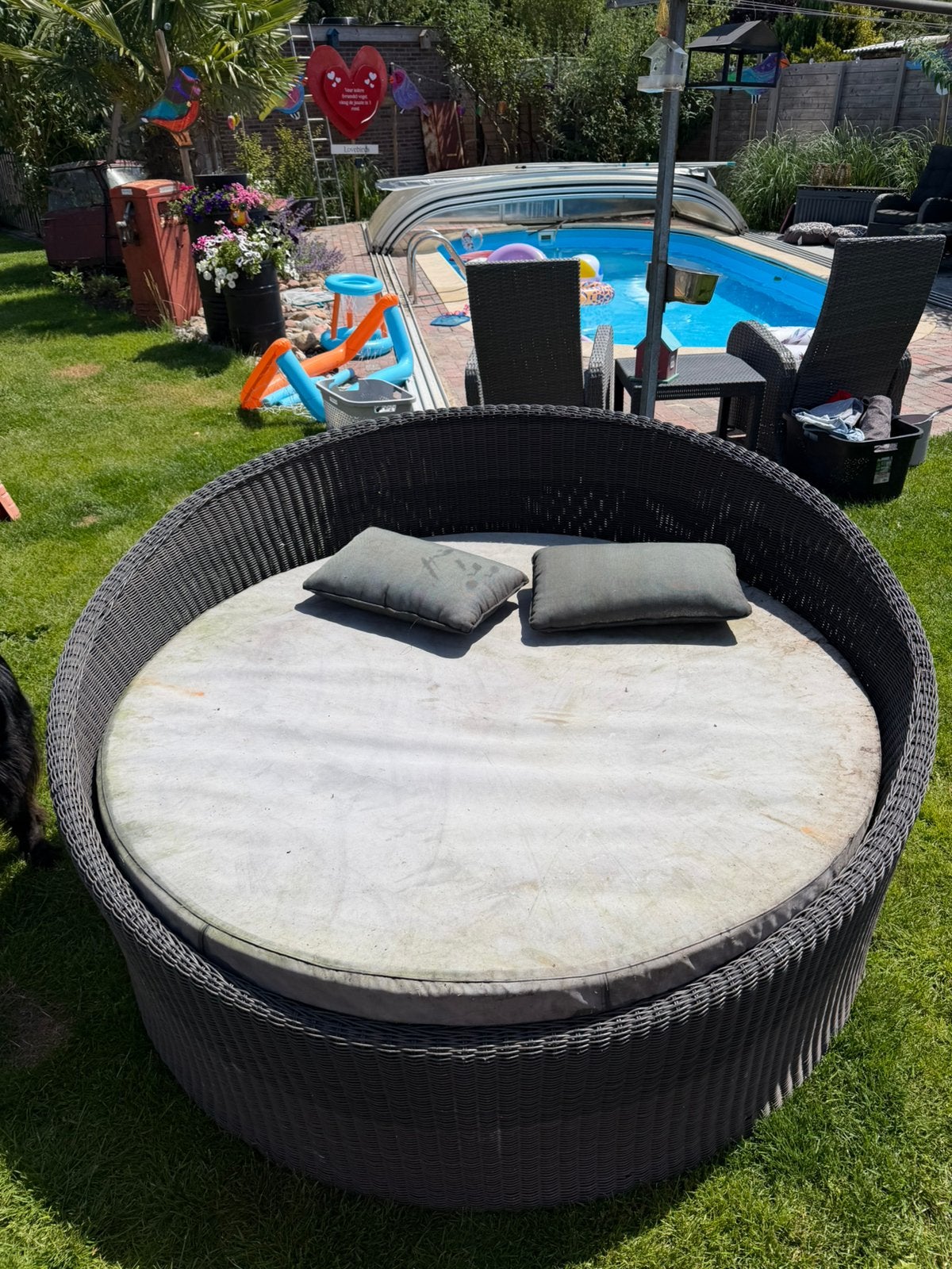 Rond tuin bed., Tuin en Terras, Ophalen, Gebruikt, Wicker