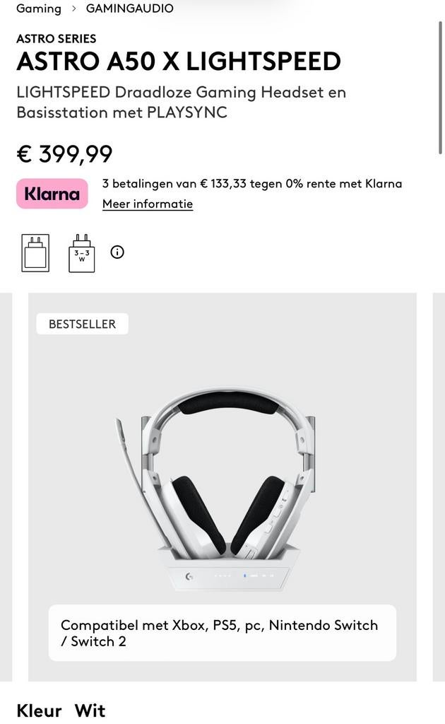 Logitech ASTRO A50 X LIGHTSPEED, Computers en Software, Headsets, Ophalen, Gaming headset, Nieuw