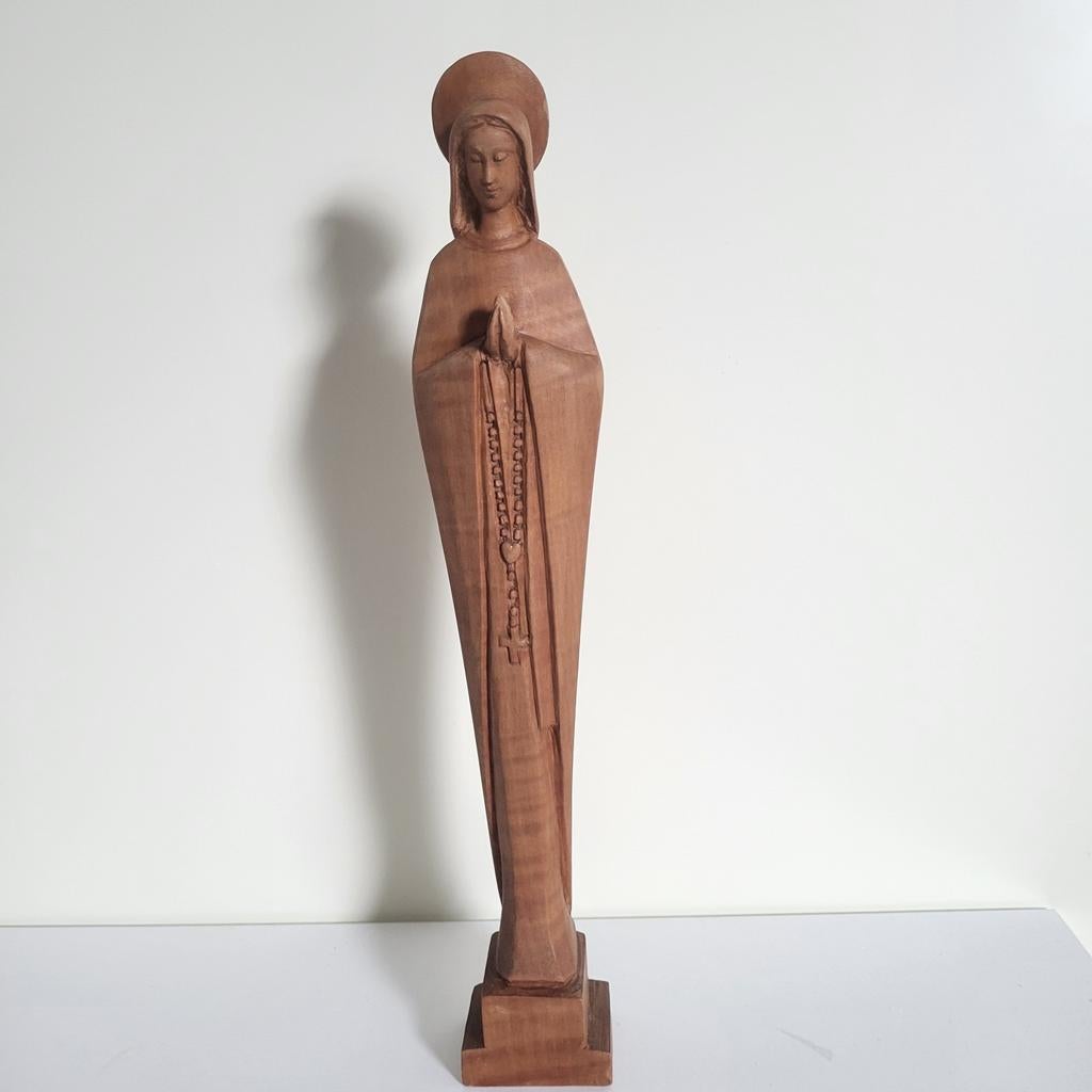 Houtsnijwerk Maria door Lucien Tessey, 30 cm, Houtsnijwerk, Ophalen of Verzenden, 20 - 50 cm, Hout
