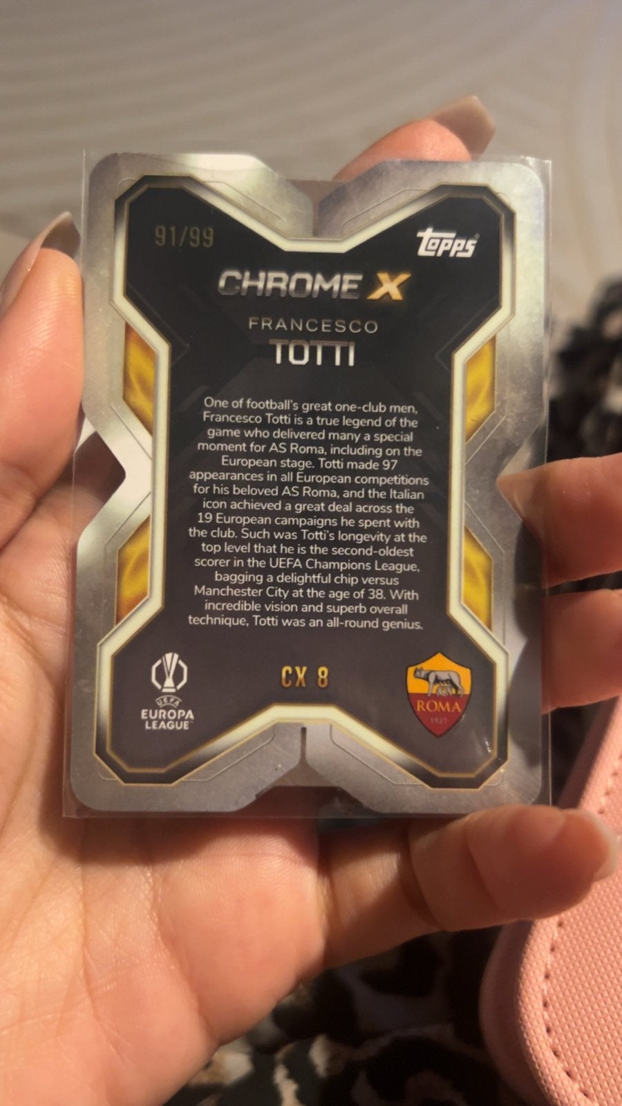 Francesco Totti Chrome X Topps Kaart 91/99 - Zeer Zeldzaam, Verzamelen, Sportartikelen en Voetbal, Ophalen, Nieuw, Buitenlandse clubs