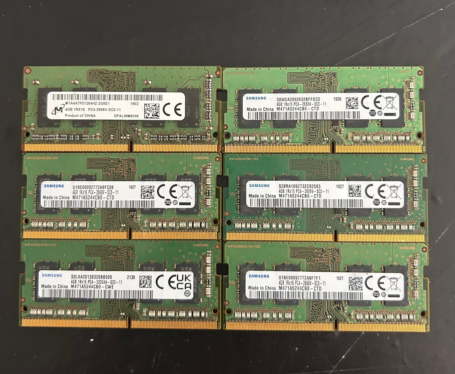 6 X4 GB DDR4 samsung / Micron, Computers en Software, RAM geheugen, Ophalen of Verzenden, Zo goed als nieuw, DDR4, Laptop