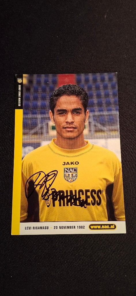 Spelerskaart met handtekening; Levi Risamasu # NAC Breda, Ophalen of Verzenden, Nieuw, NAC Breda, Spelerskaart