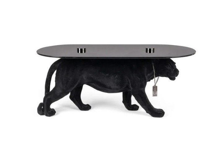 Salontafel Panter Bold Monkey, Ophalen, Zo goed als nieuw, Ovaal, Glas
