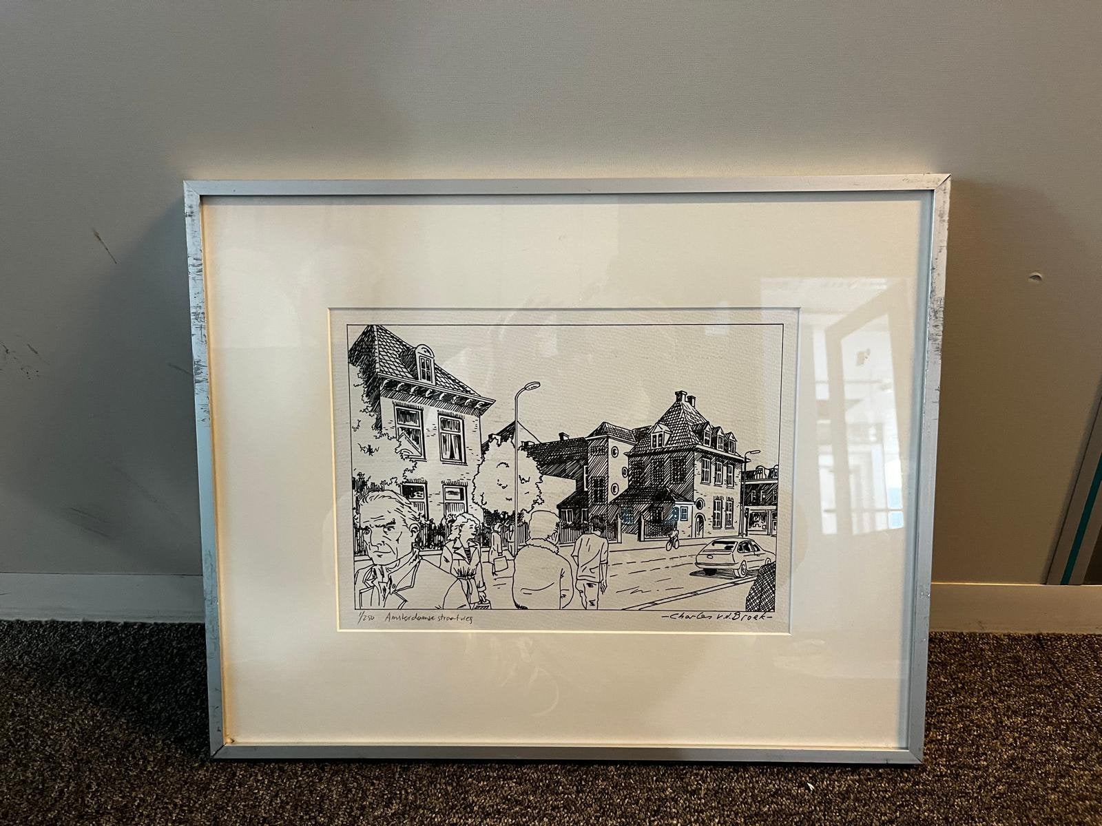 Utrecht tekening charles vd broek amsterdamse straatweg, Ophalen, Tekening, Achter glas