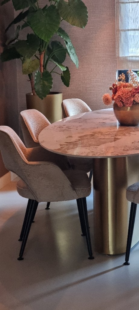 eettafel met bijpassende salontafel, Huis en Inrichting, Ophalen, Overige materialen, 200 cm of meer, Zo goed als nieuw