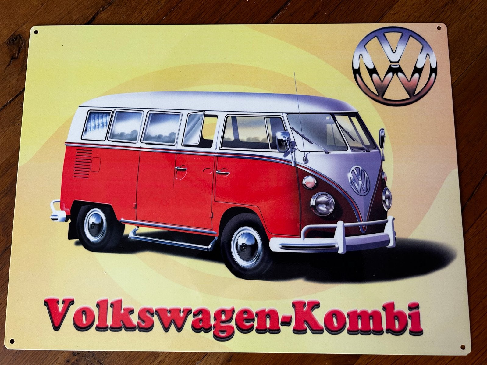Vintage Volkswagen Kombi Bus Metalen Bord, Ophalen of Verzenden, Zo goed als nieuw, Auto's