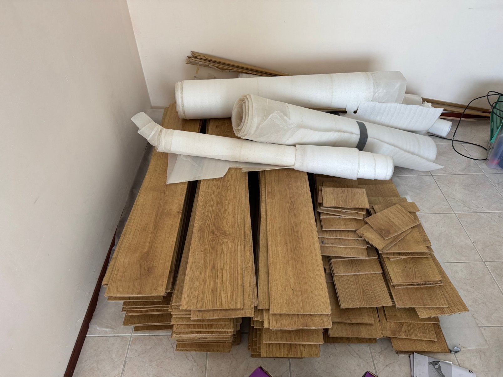 Hout laminaat te koop., Doe-het-zelf en Verbouw, Hout en Planken, Ophalen, Minder dan 25 mm, Zo goed als nieuw, Pallet