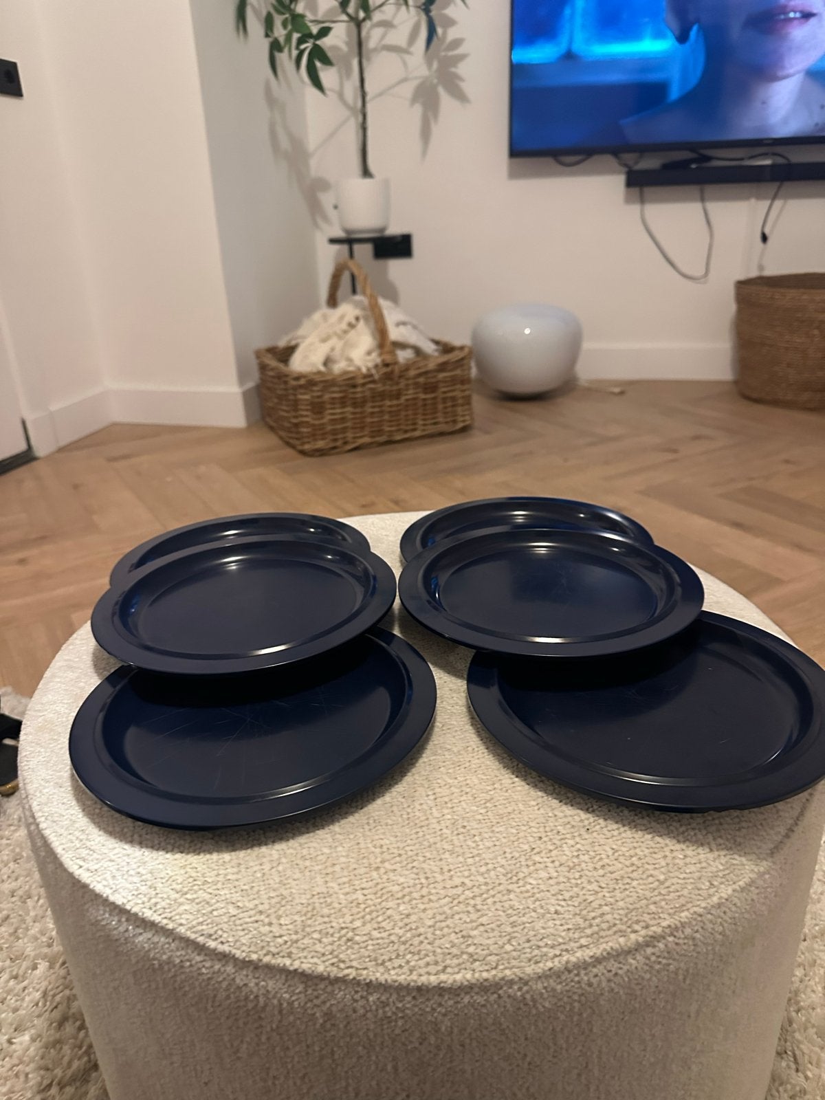 Set van 6 Mepal Rosti melamine borden - Donkerblauw, Kunststof, Gebruikt, Mepal, Ophalen of Verzenden