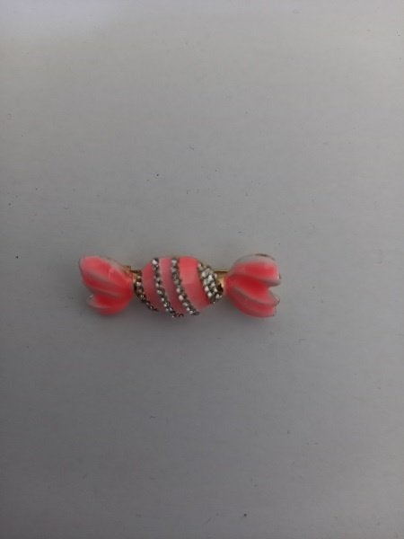 Goudkleurige broche snoepje roze met strass  , Overige materialen, Nieuw, Ophalen of Verzenden, Roze