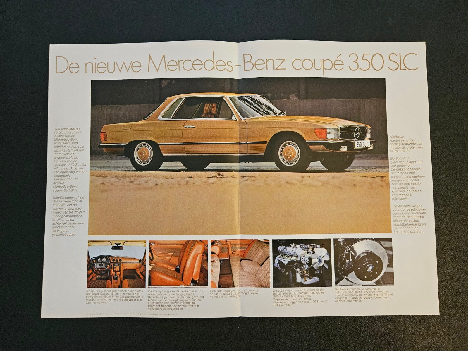 Leaflet Mercedes-Benz Coupé 350 SLC 1972, Ophalen of Verzenden, Zo goed als nieuw, Mercedes