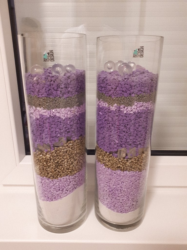 Cilinder vazen 2 stuks, Ophalen, Inclusief decoratie, Glas, 40 cm