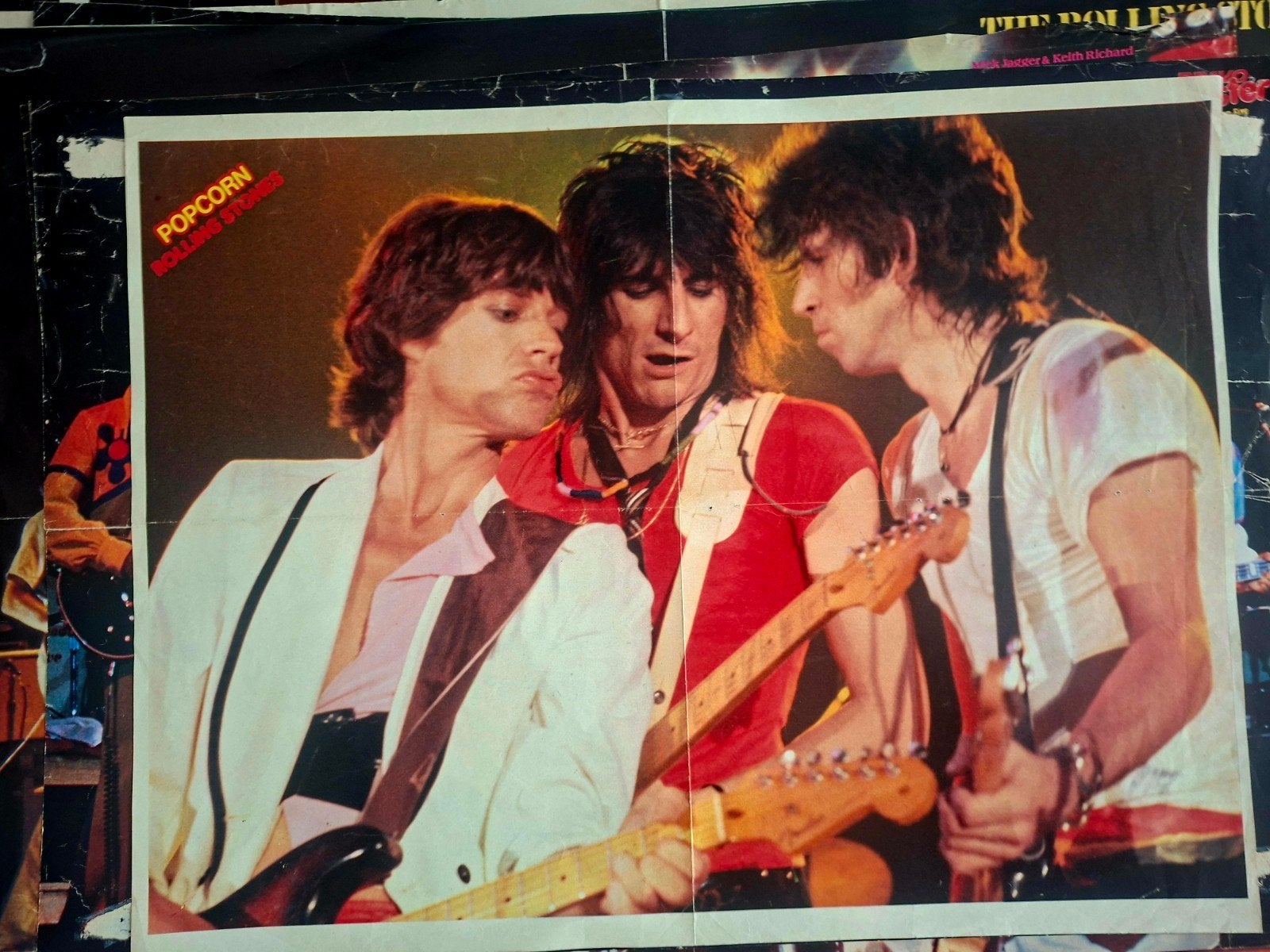 Vintage Popcorn Rolling Stones Poster, Verzamelen, 1960 tot 1980, Gebruikt, Ophalen of Verzenden, Prent