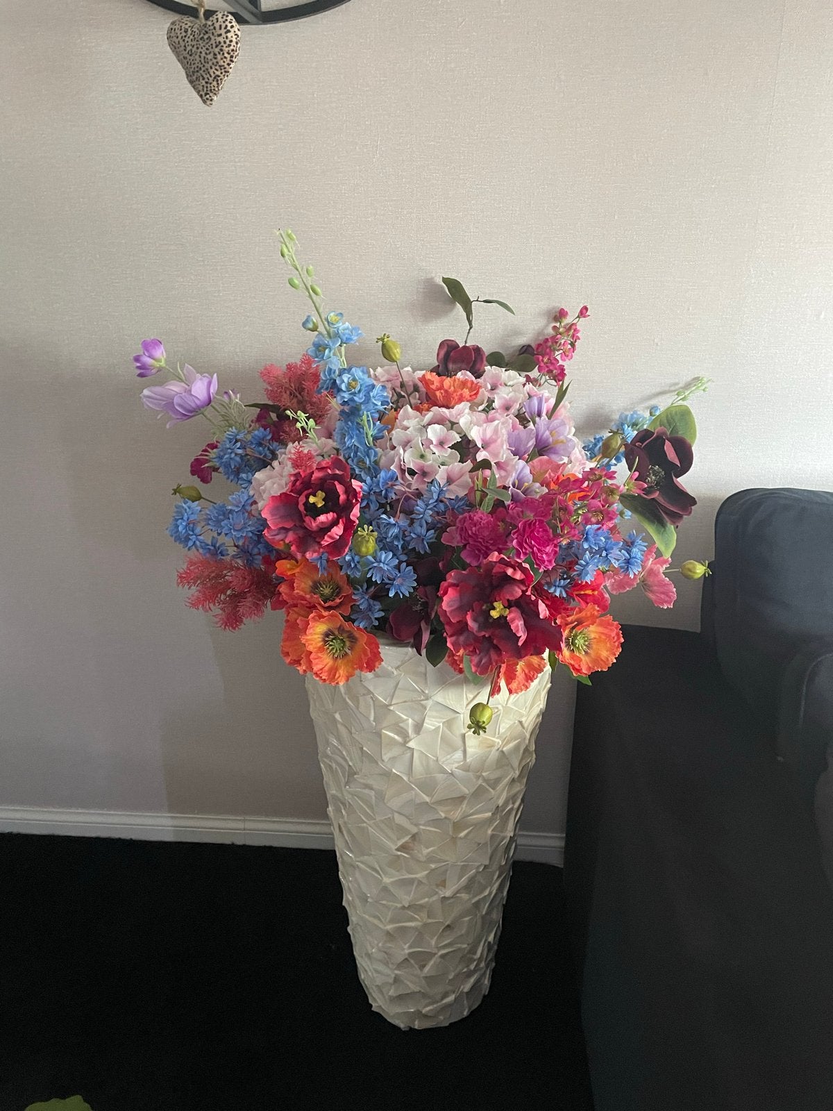 Schelpenvaas 90 cm exclusief bloemen, Overige materialen, Overige kleuren, Ophalen of Verzenden, Zo goed als nieuw