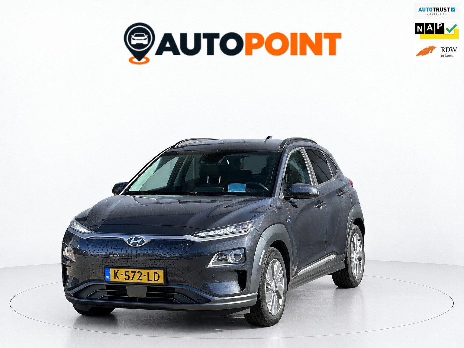 Hyundai Kona EV Limited 64 kWh FASE 3|SOH 100% HEADSUP|STOEL, Dealer onderhouden, Gebruikt, Zwart, 300 kg
