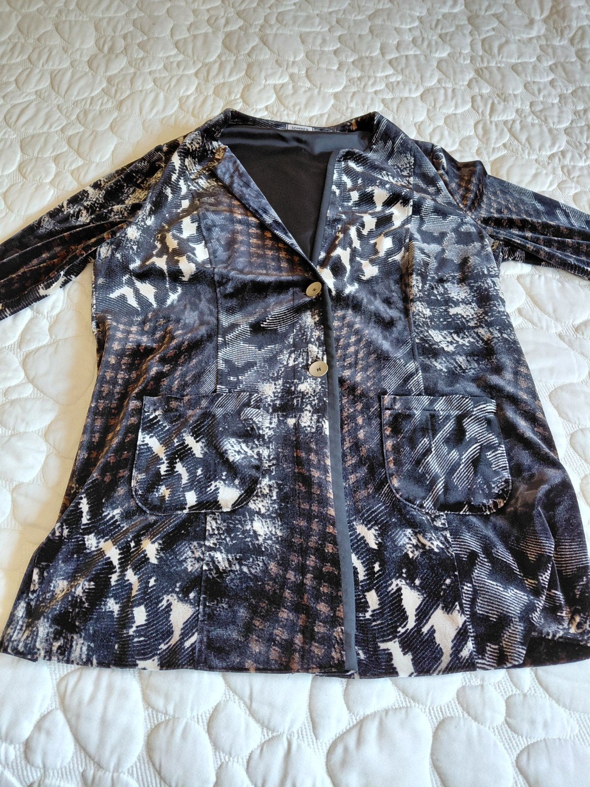 Fluwelen blazer met print, i.z.g.s., Meerkleurig, Maat 46/48 (XL) of groter, Ophalen of Verzenden, Zo goed als nieuw
