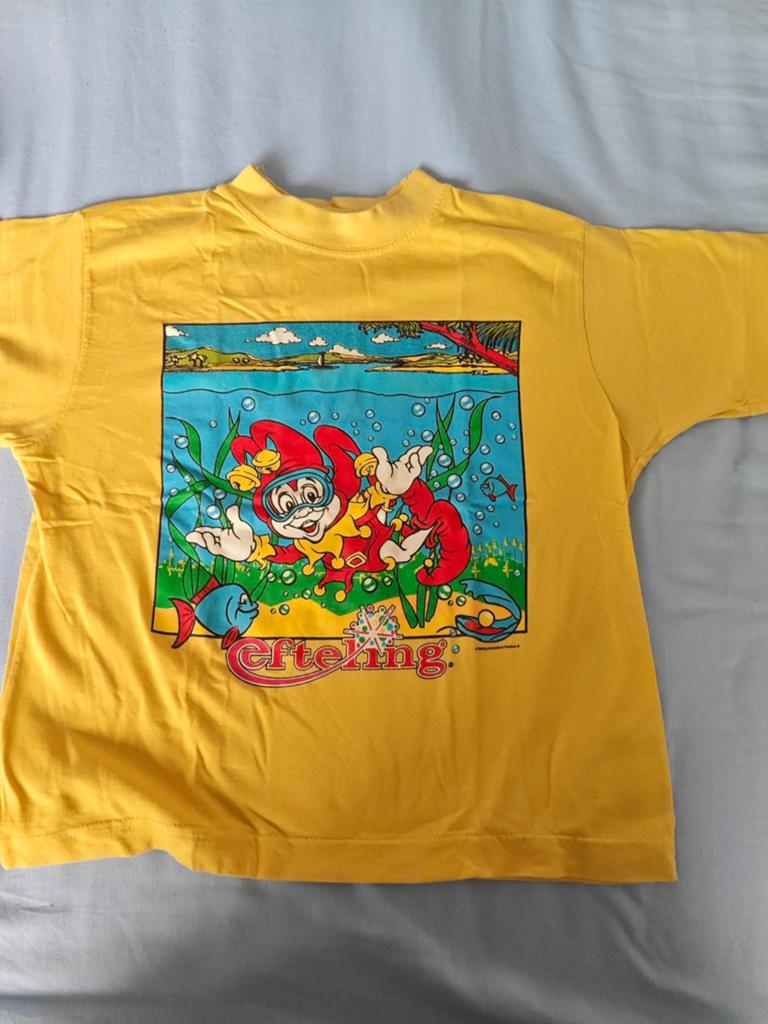 Vintage Efteling Pardoes T-shirt Geel - Maat 104, Gebruikt, Jongen of Meisje, Efteling, Ophalen of Verzenden