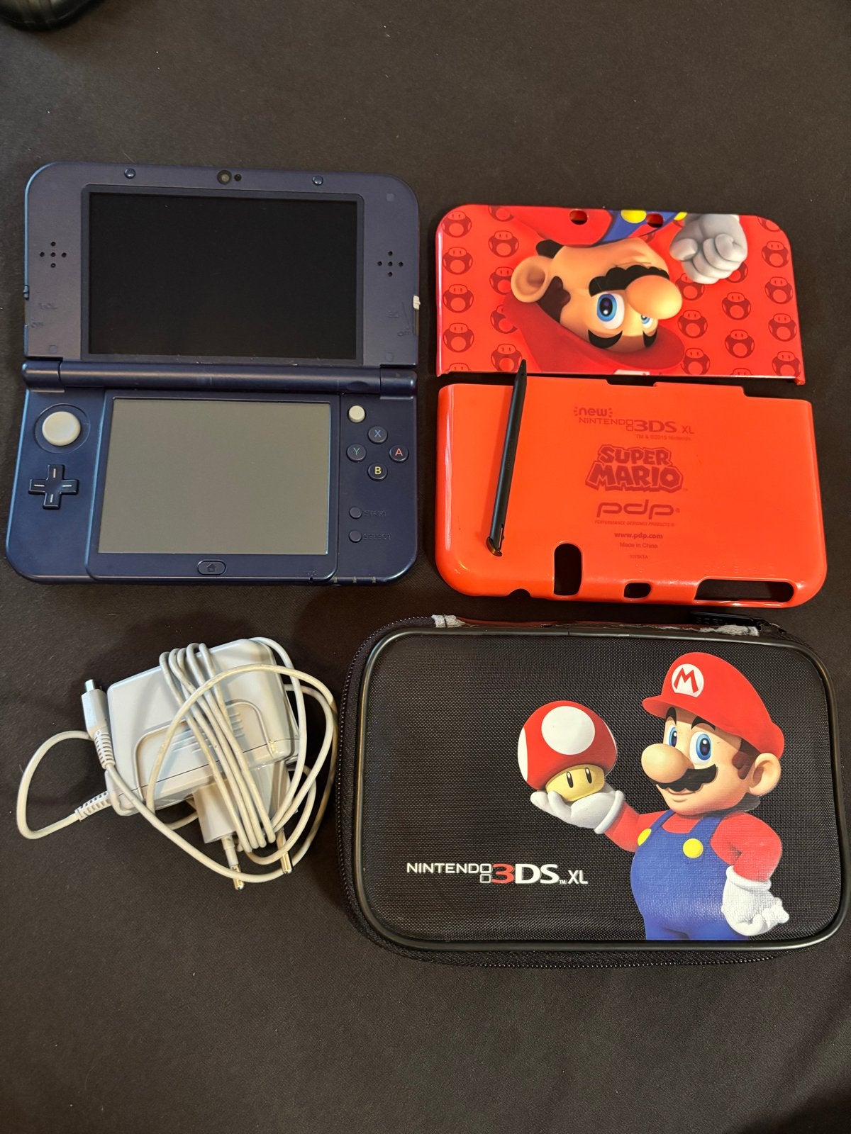 New 3DS XL TOP IPS! Nieuwstaat, Mario cover, hoesje & meer, Blauw, 3DS XL, Ophalen of Verzenden, Zo goed als nieuw