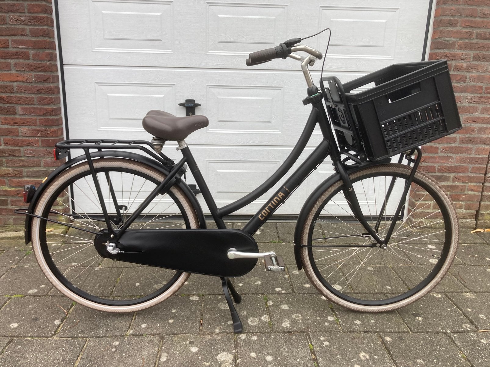 Nette 28 inch Cortina U4 damesfiets 50 cm 3V inclusief krat, Terugtraprem, Gebruikt, Versnellingen, Cortina