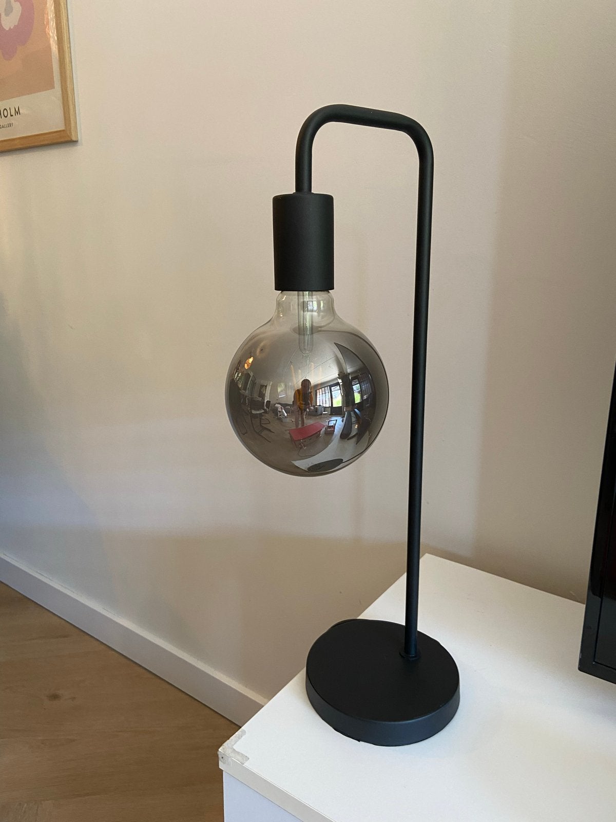 Moderne zwarte tafellamp met grote LED filament lamp, Ophalen, Metaal, Modern, Sfeerlamp