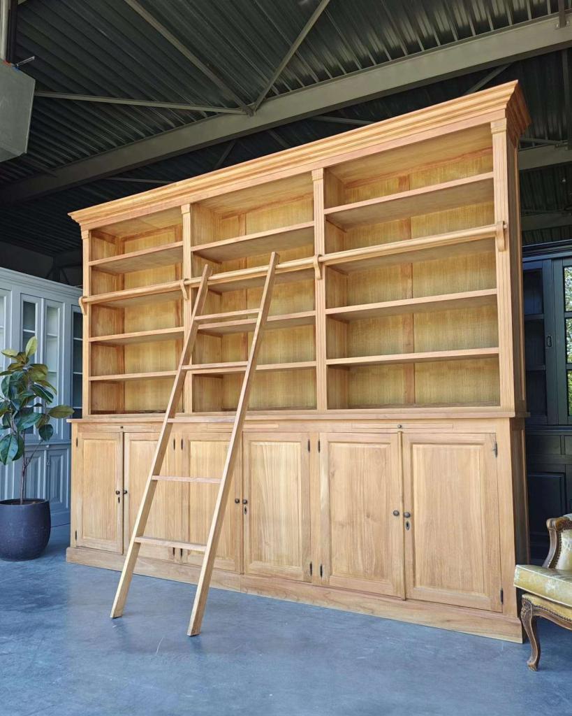 XXL Boekenkast teakhout | Bibliotheekkast met ladder #9105