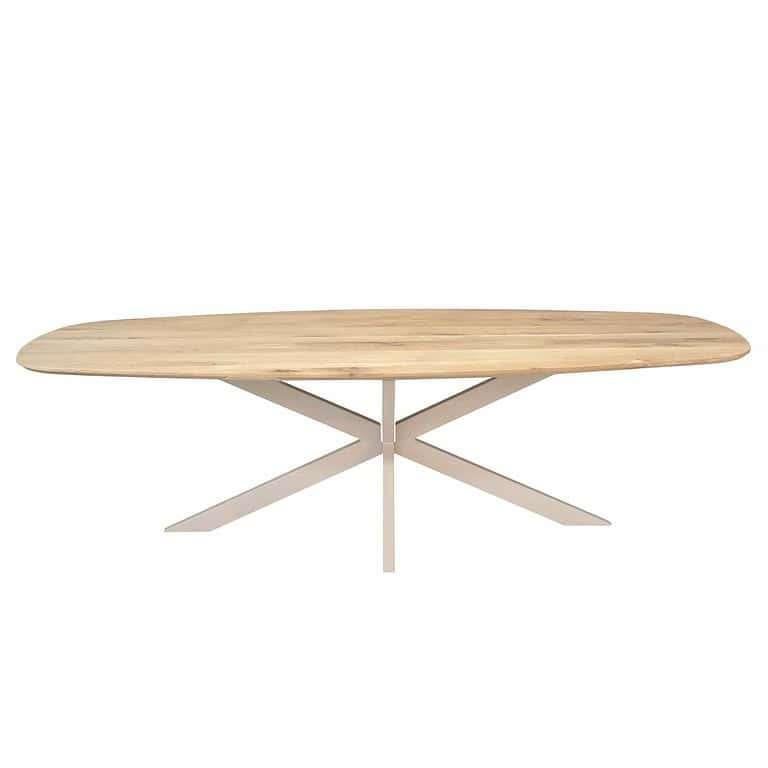 eiken deens ovale tafel 280x120  naturel lak, Ophalen of Verzenden, Vijf personen of meer, 200 cm of meer, Overige vormen