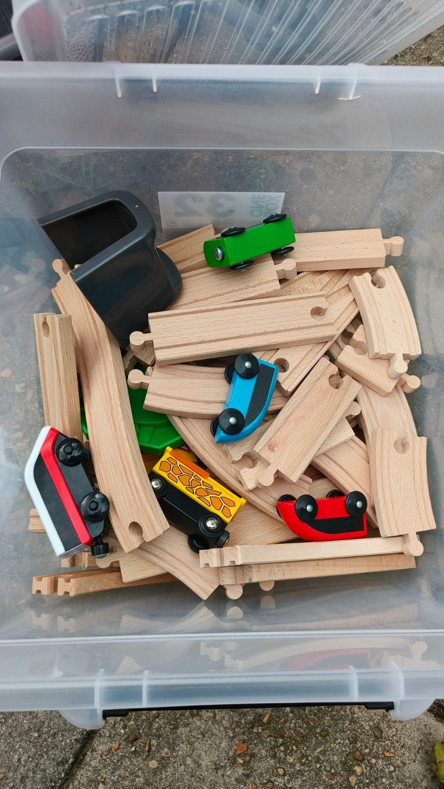 Houten treinbaan, Kinderen en Baby's, Ophalen of Verzenden, Zo goed als nieuw, Duw- of Trekspeelgoed