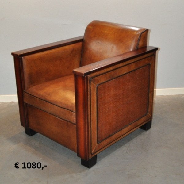 Schapenleren fauteuils, banken en stoelen, Ophalen, Gebruikt, Bruin, Leer