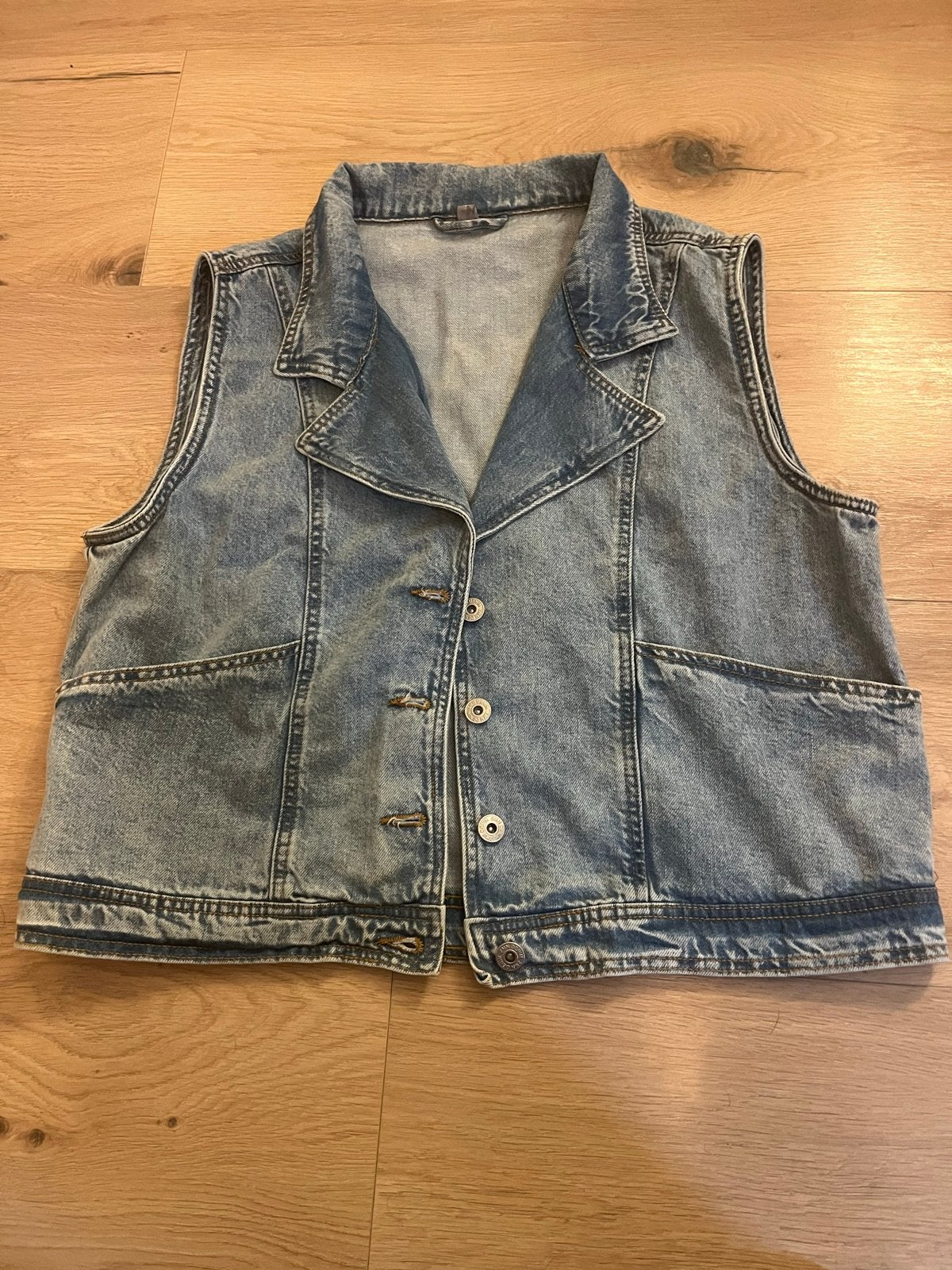 Vintage Denim Gilet Maat 42, Kleding | Dames, Ophalen of Verzenden, Zo goed als nieuw, Maat 42/44 (L), Blauw