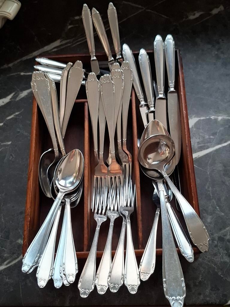 Prachtig antiek bestek Gero Zilmeta 6 pers, Antiek en Kunst, Antiek | Bestek, Ophalen of Verzenden