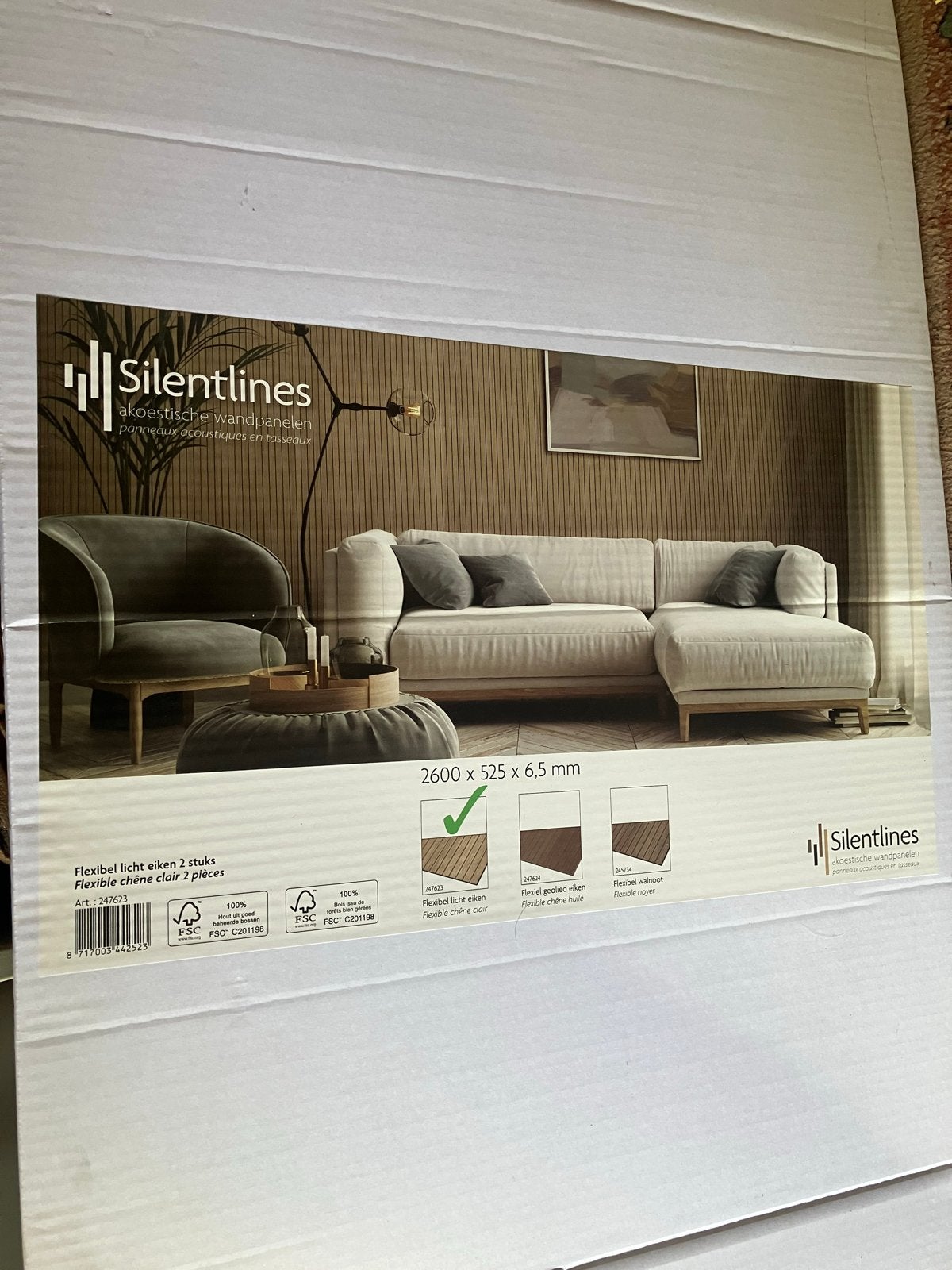 Silentlines akoestische wandpanelen - Licht eiken, Ophalen, Nieuw, Hout, Minder dan 20 mm