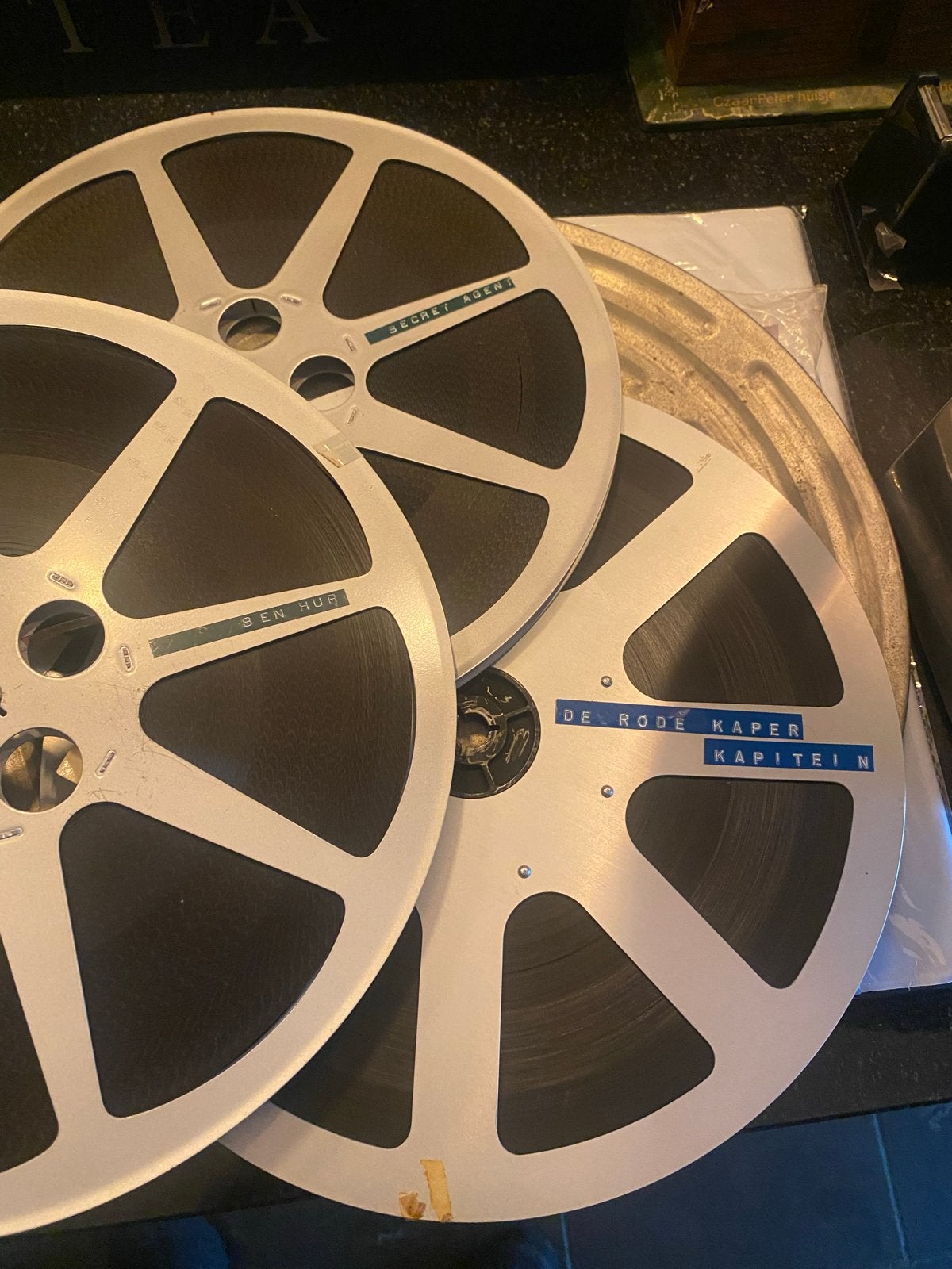 Vintage filmrollen: Ben Hur, De Rode Kaper, Secret Agent, Ophalen, 16mm film