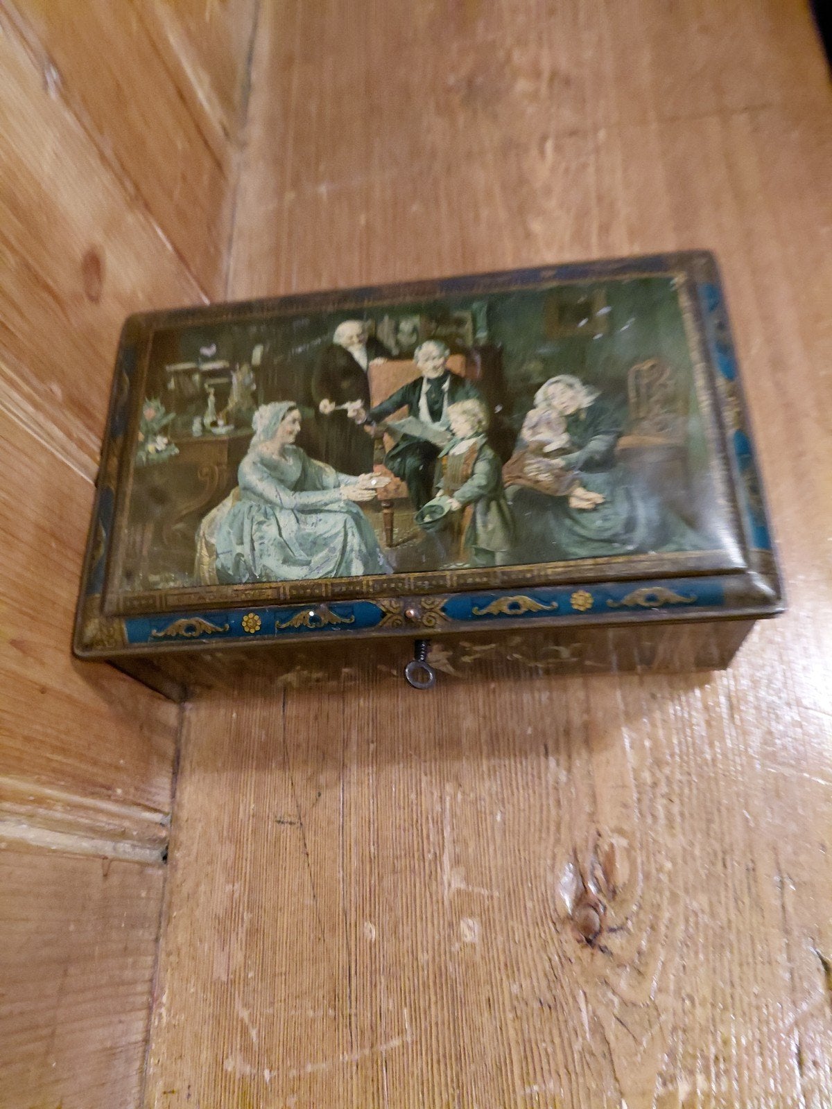Antiek blik met o.a afb van  Jan Steen., Ophalen of Verzenden, Gebruikt, Overige