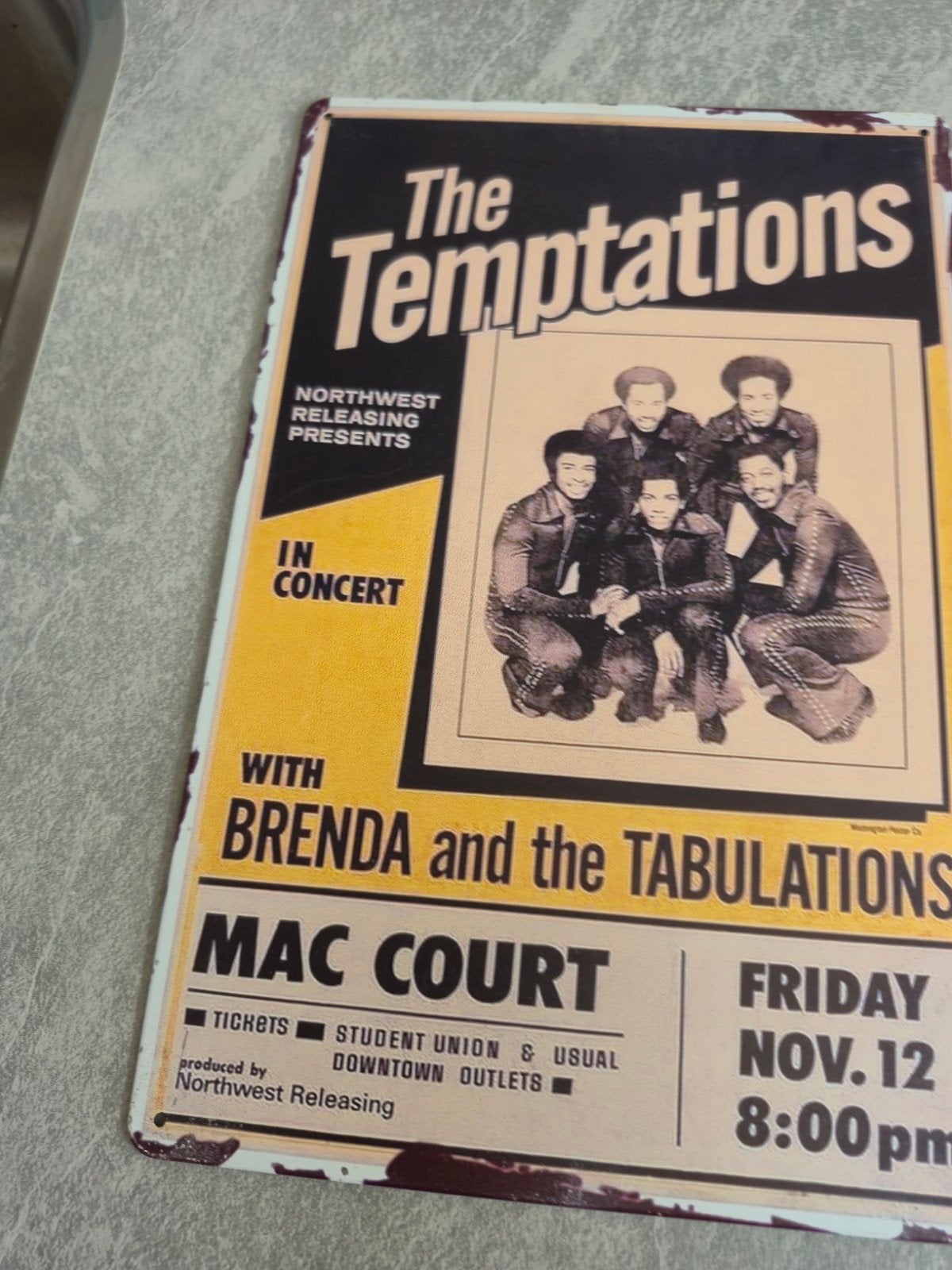 Vintage The Temptations Concert Poster - Muziek, Ophalen of Verzenden, Nieuw, Reclamebord