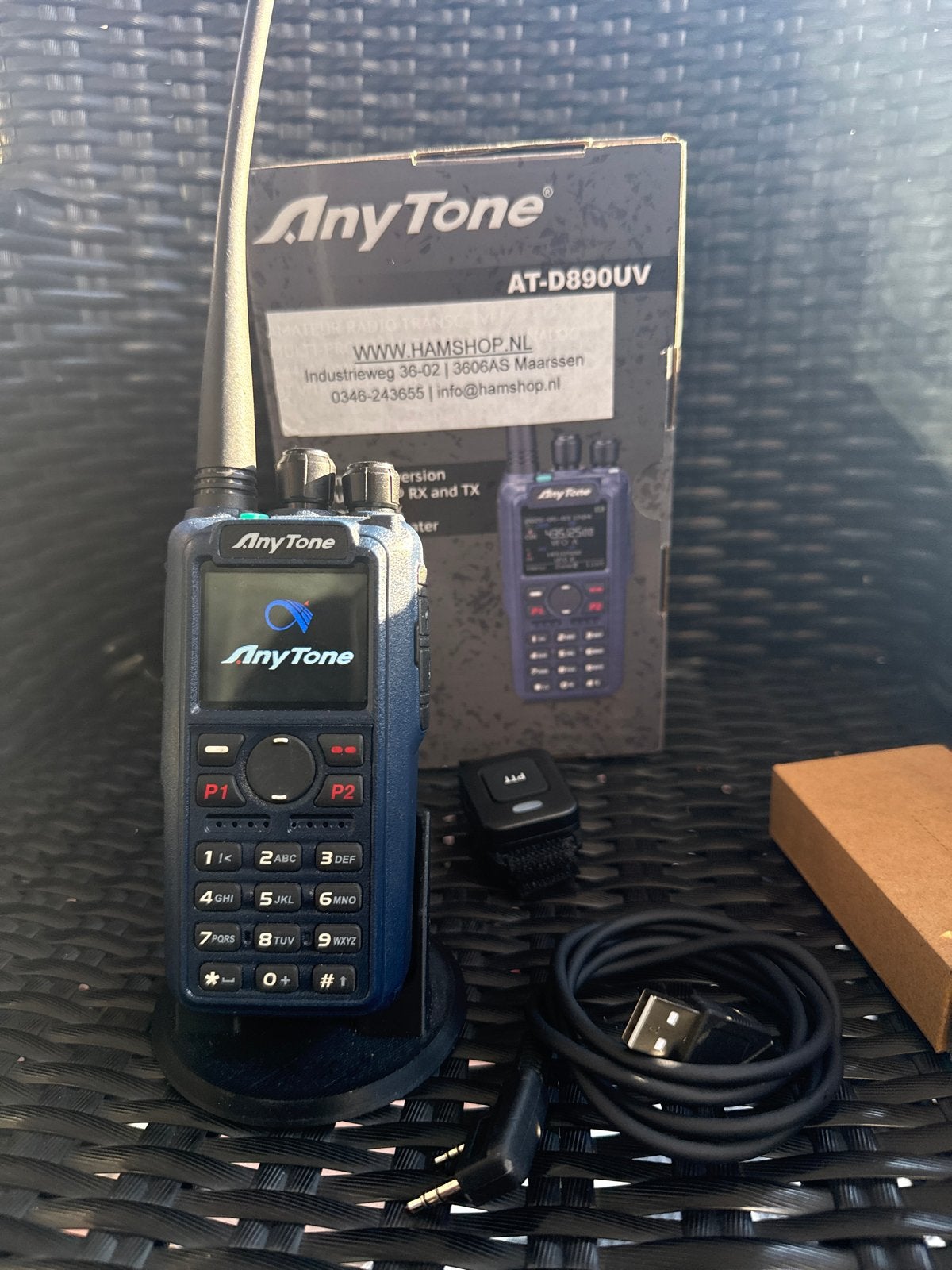 AnyTone AT-D890UV DMR Portofoon Dual Band, Ophalen, 5 tot 15 km, Zo goed als nieuw, Portofoon of Walkie-talkie