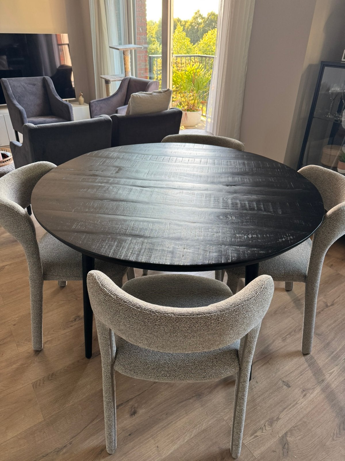 Ronde eettafel 120cm ø zwart mangohout EXCLUSIEF stoelen, Huis en Inrichting, Tafels | Eettafels, Ophalen, 50 tot 100 cm, 100 tot 150 cm